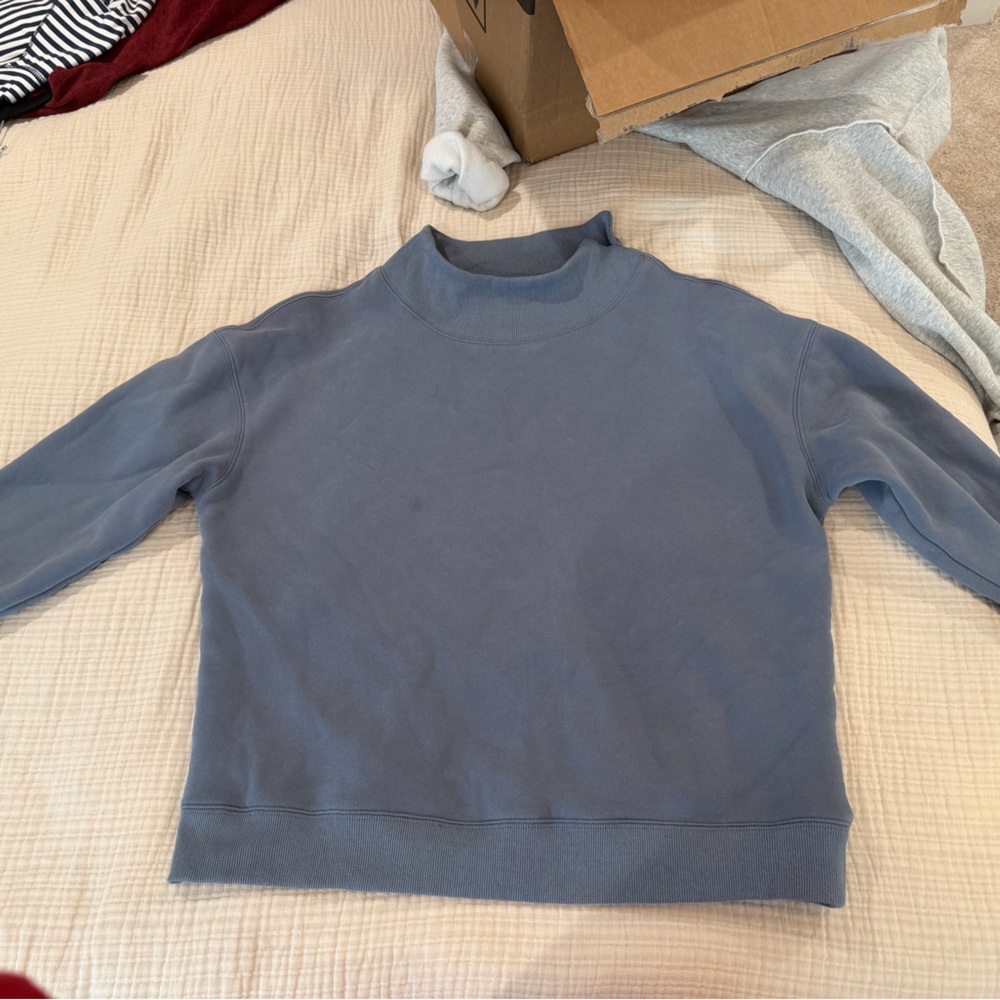 Blue Gray Mockneck Sweatshirt